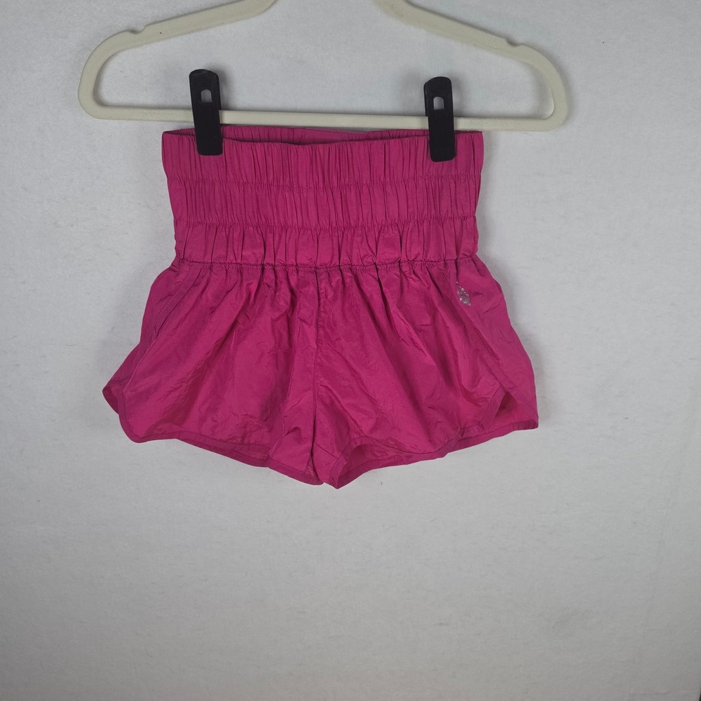 FP Movement The Way Home Shorts Hot Pink High Rise Smocked XS
